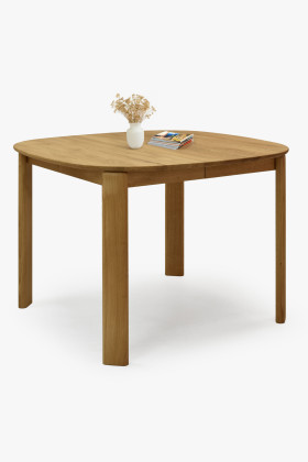 Ausziehbarer Eichen-Esstisch 110x110 cm oval rund natur